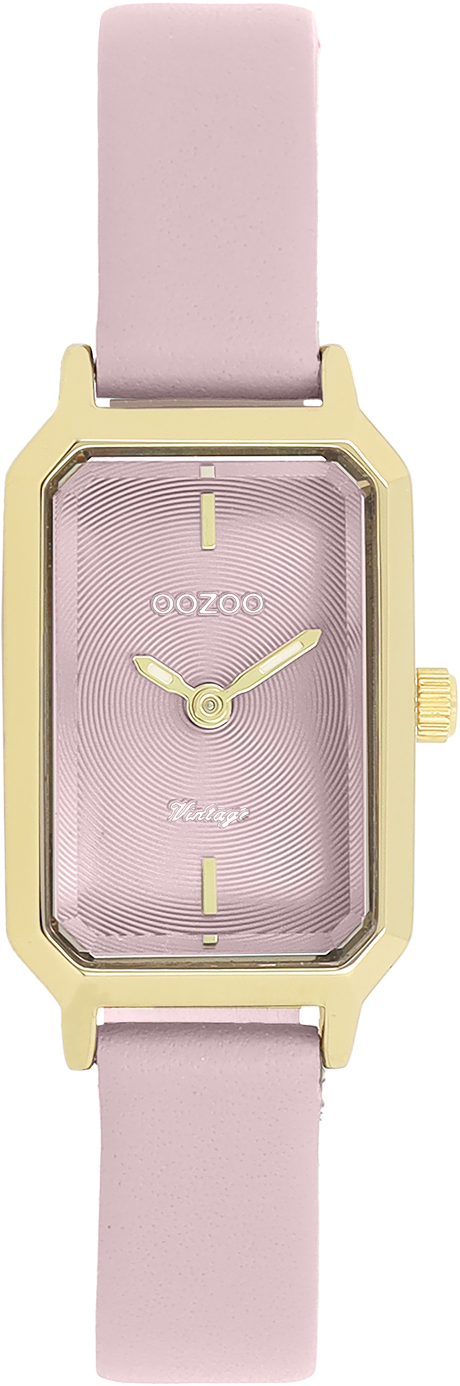 Gold coloured OOZOO watch with pink leather strap - C20452